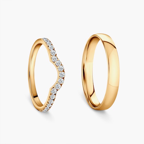 Obrączki This is Love: złote, diamenty laboratoryjne, półokrągłe, 2 mm i 3 mm